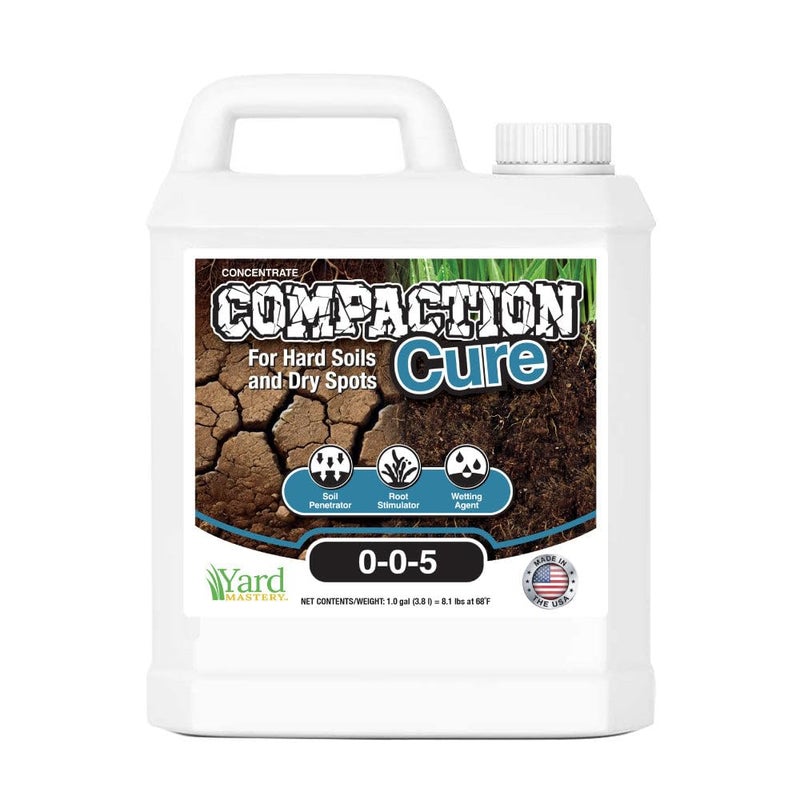 Compaction Cure Liquid Soil Aerator – Loosens Hard Soil & Improves Drainage – 1 Gallon (128 oz) = Covers up to 21,333 sq ft – Liquid Aeration for Lawns, No Mechanical Aerator Needed –